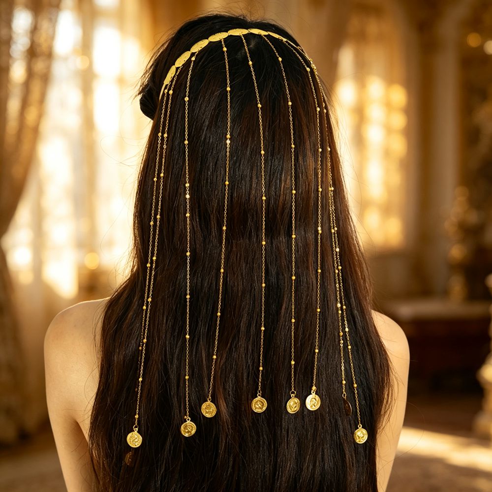 Women Fashion Photoshoot - Boho etnische zigeuner gouden kleurige munt