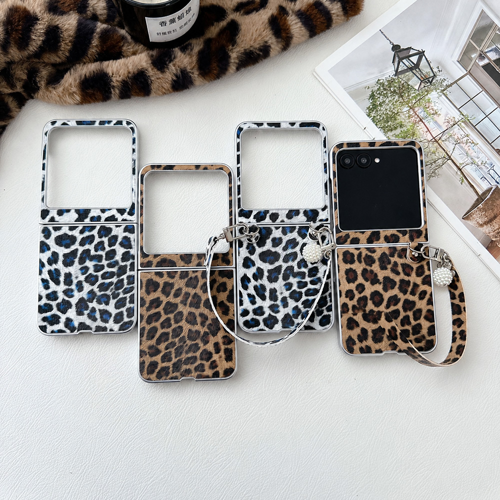 Women Fashion Designer - Luipaardprint Opvouwbare Flip Telefoonhoes Voor Motorola