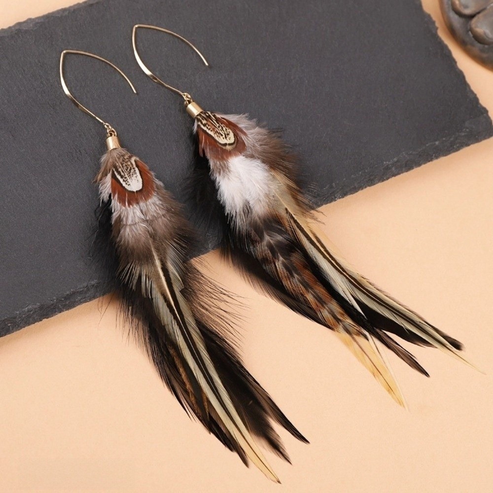 Women Fashion Photoshoot - Boho lange veren oorhangers etnische sieraden