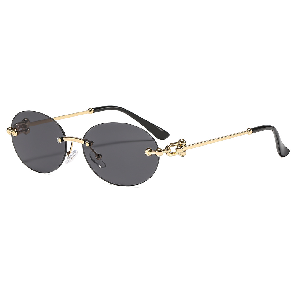 Women'S Fashion Eyeglasses - Nieuwe metalen frameloze ovale dameszonnebril Luxe