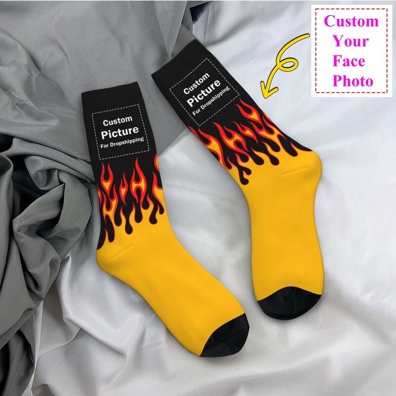 Women Fashion Logo - Gepersonaliseerde aangepaste fotologo kledingsokken heren dames
