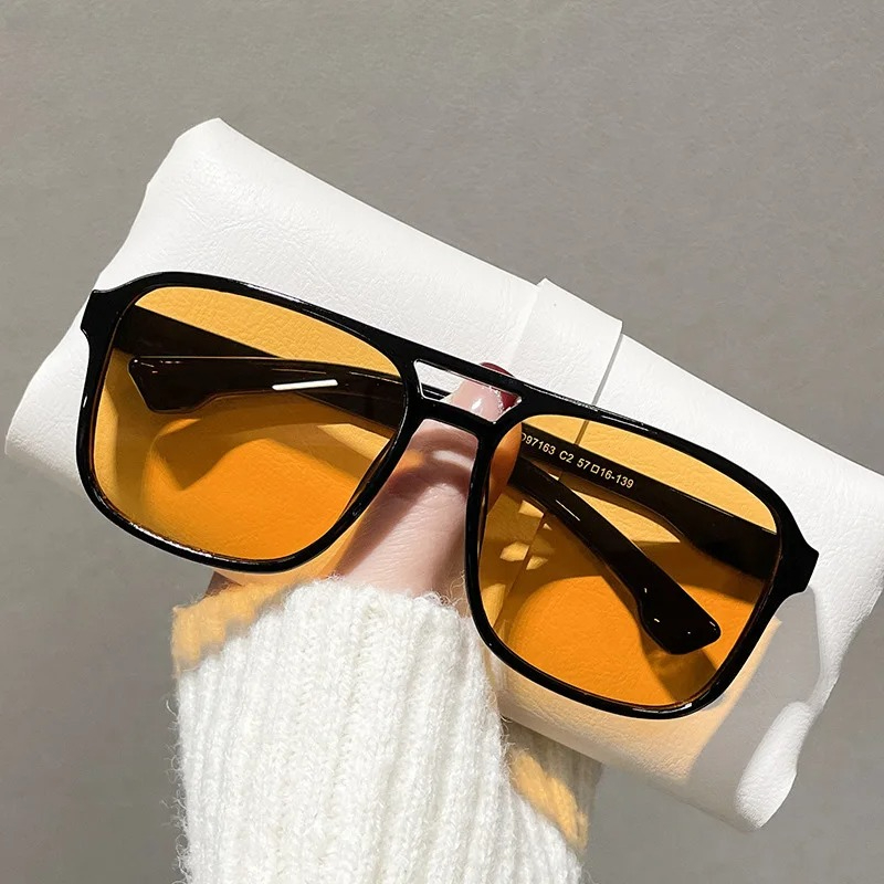 Women'S Fashion Eyeglasses - Vierkante dubbele bruggen zonnebril dames retro
