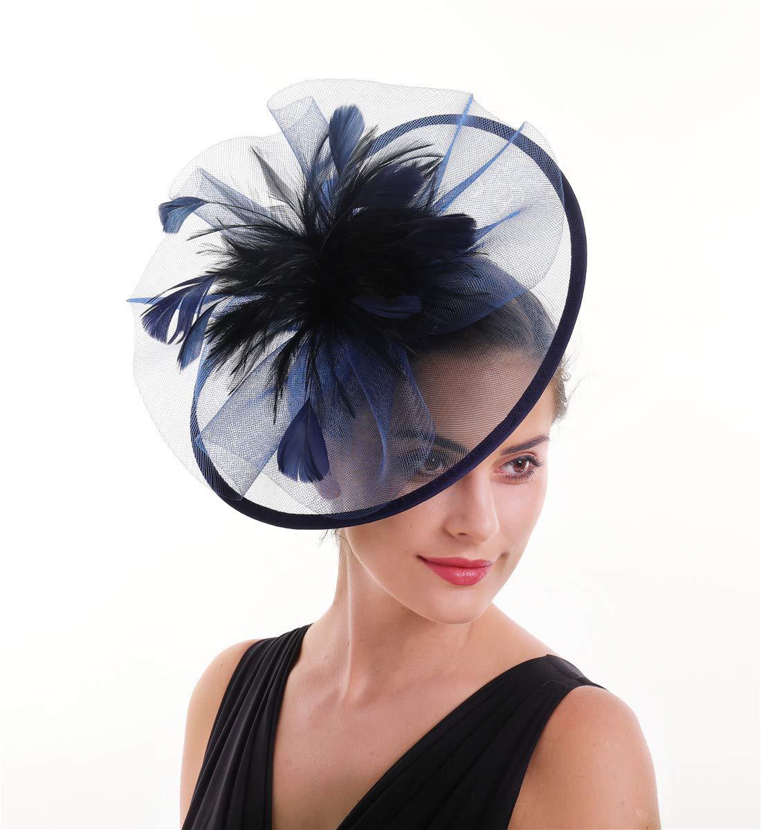 Women'S Fashion Kentucky Derby - Vrouwen Veren Fascinator Hoed Mesh Hoofddeksel