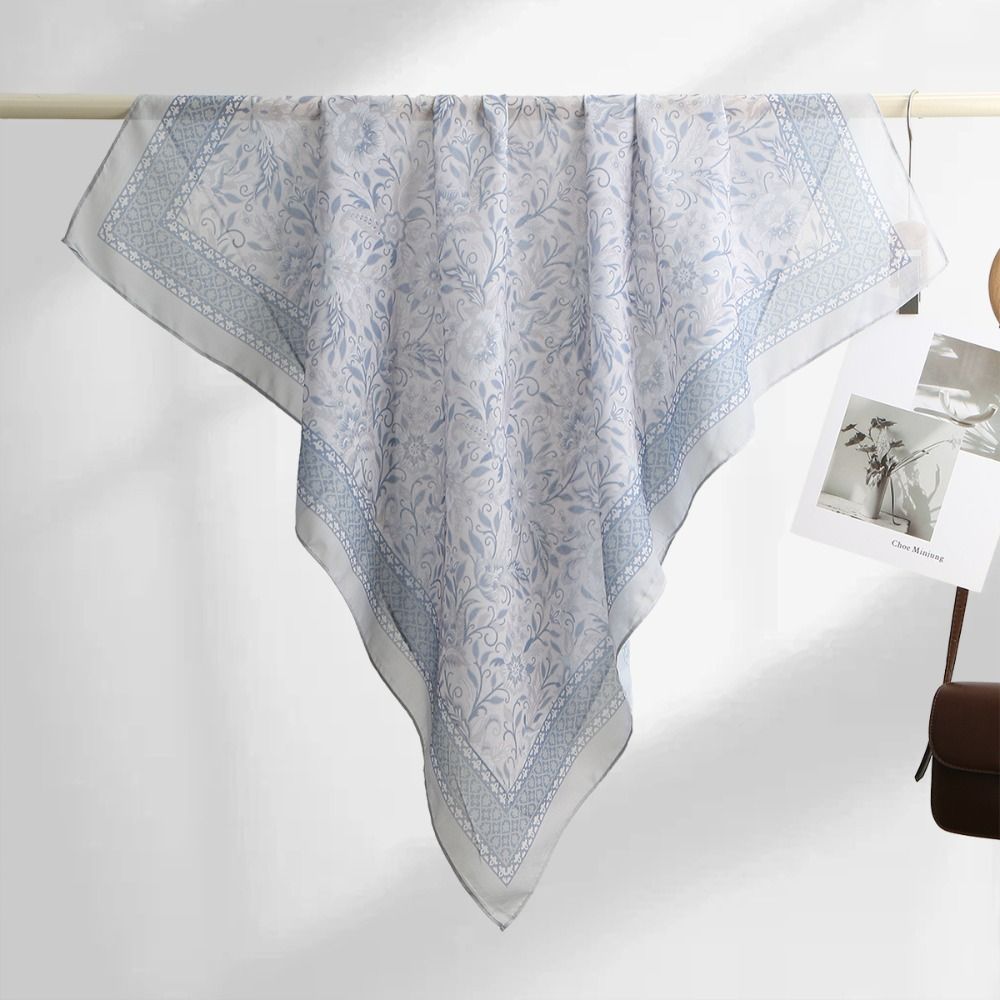 Women Fashion Malaysia - Vierkante sjaal met bloemenprint, ademend, Maleisische
