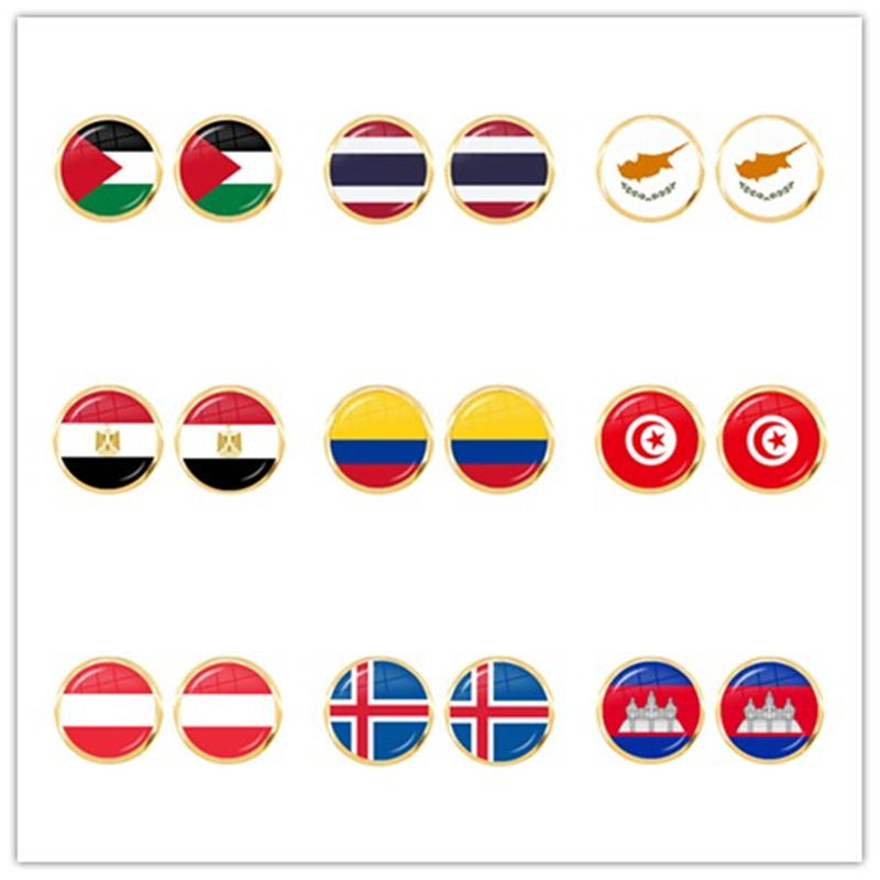 Women Fashion Egypt - Nationale Vlag Glas Cabochon Stud Oorbellen