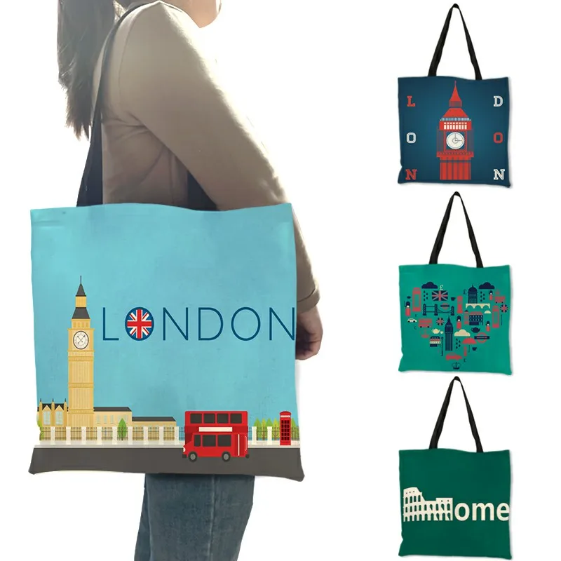 Women'S Fashion London - Hoge kwaliteit linnen schoudertas Londen Big