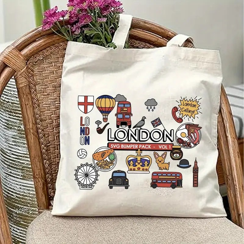 Women'S Fashion London - London UK Grafische canvas draagtas voor