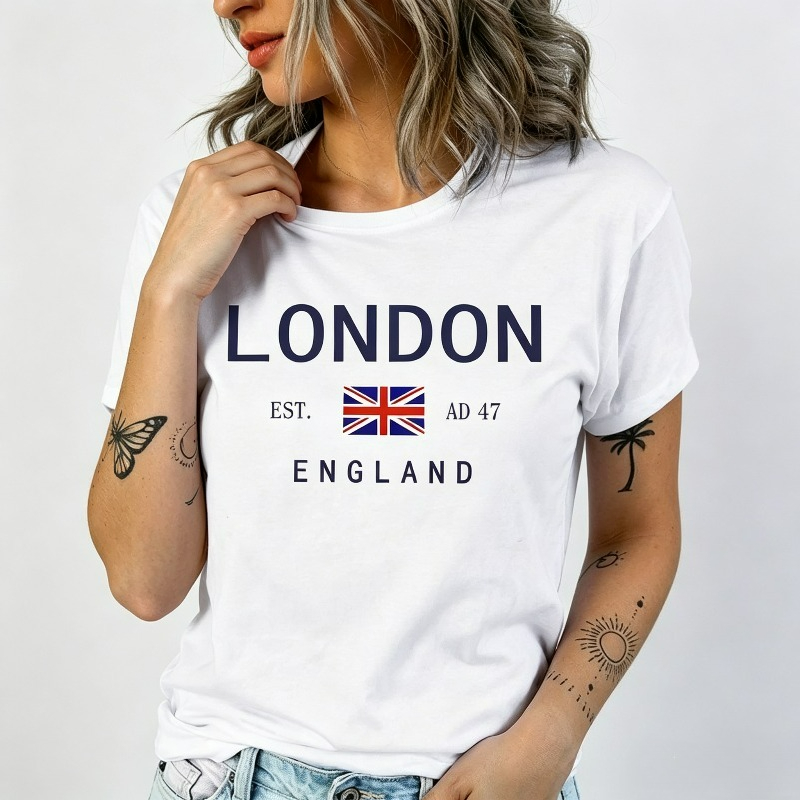 Women'S Fashion London - Zomer Dames Londen Engeland T-shirt Eenvoudig