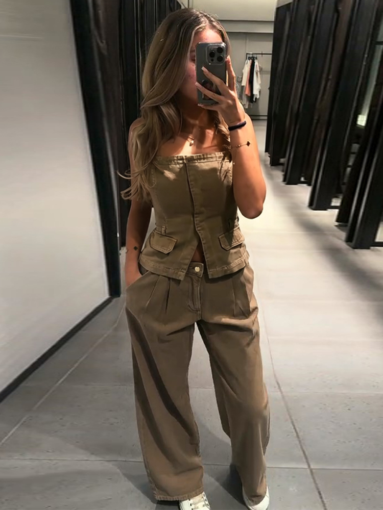Y2K Dames Borstwrap Vest Panta - Women Fashion Jeans Top recensie en prijs