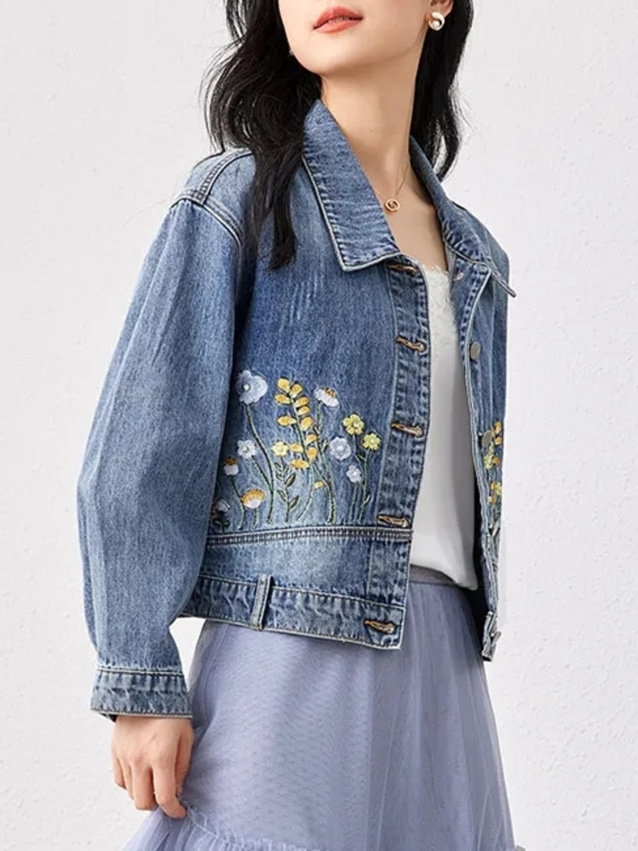 Gebloemd Korte Spijkerjas Dame - Women Fashion Jeans Top recensie en prijs