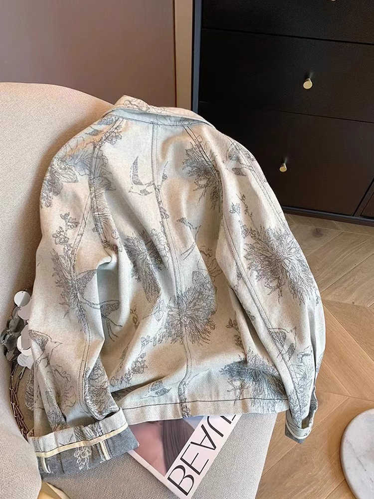Vrouwen lichtgrijs print denim - Women Fashion Jeans Top recensie en prijs
