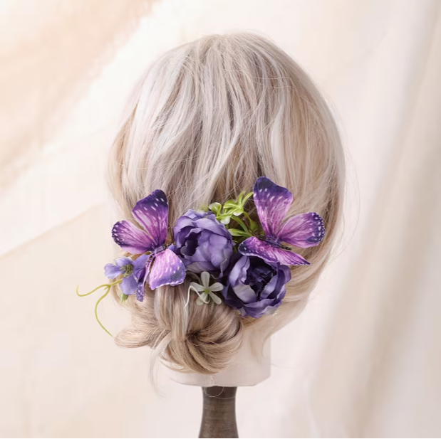Paarse vlinderbloem haarclip,  - Women Fashion Photoshoot recensie en prijs